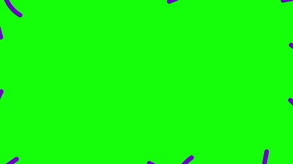Wall Mural - Animated violet decorative wavy lines is drawn. Linear background with copy space. Looped video. Vector illustration isolated on green background.