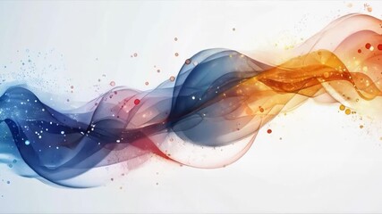 Wall Mural - Wavy transitions of blue and orange shades with sparkling particles symbolizing energy and movement. Used in website design, advertising banners, book covers, and art projects.
