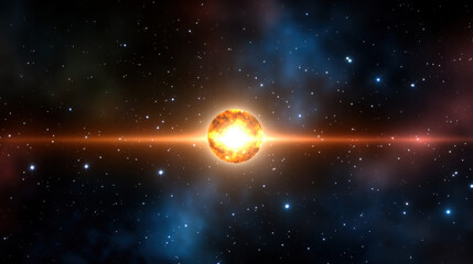 Glowing star cosmic nebula deep space starlight dark sky astronomy science universe explosion energy dramatic mysterious vibrant celestial galactic high fidelity night outer space fantasy colorful