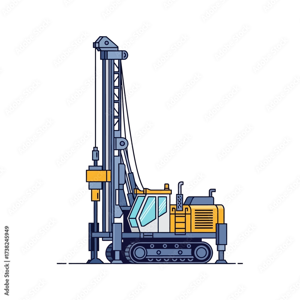 Vector Illustration of a Drilling Rig Construction and Industrial ...