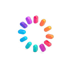 A colorful circle of 12 colorful objects arranged in a circular pattern.