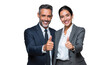 © The Stock Guy - Two enthusiastic business professionals smiling together and give thumbs up, symbolizing excellent teamwork