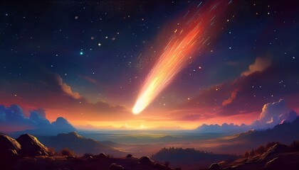 Wall Mural - meteor falls from the sky