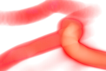 Wall Mural - Red glowing blur light leak effect on transparent background. Abstract soft gradient with luminous streaks and smooth glow for overlays and highlights