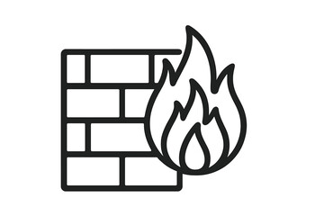 Firewall line icon vector. Cybersecurity concept. Network data protection. Internet security symbol. Defense from virus, malware, hacker attack. Digital safety barrier.