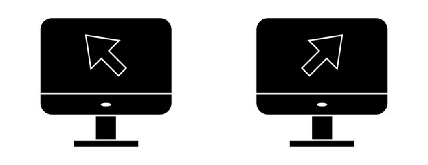 Desktop Computer Monitor Icon with Cursor, Digital User Interface and Technology Vector Symbol