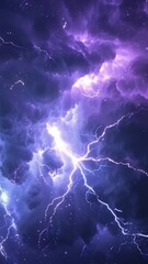 Wall Mural - A stunning image of a purple and blue sky filled with numerous lightning strikes, perfect for use in weather-related or atmospheric designs