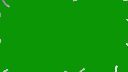 Wall Mural - Animated silver decorative wavy lines is drawn. Linear background with copy space. Looped video. Vector illustration isolated on green background.