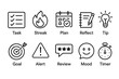 © Vyctor - Icon set featuring tasks, streaks, and alerts for planning and motivation