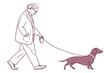 © tamanna - Elderly Man Walking Dog Vector Illustration on White Background