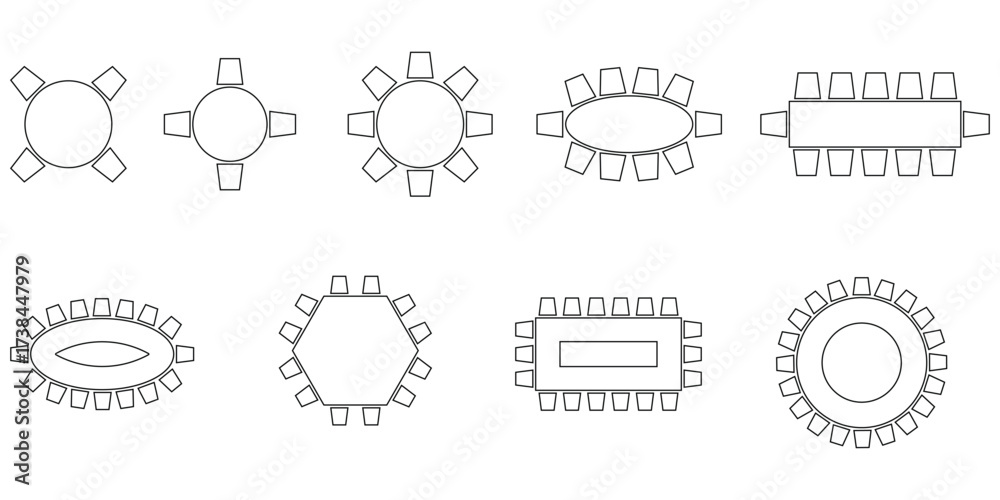 Top View Seating Icon Seat plan icon set, Home, restaurant, seminar, conference, top view ...