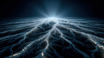 Wall Mural - Glowing Roots Spreading Out in a Network Conceptual Visualization