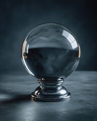 Wall Mural - Empty Glass Sphere on Stand with Elegant Reflection and Shadow Play