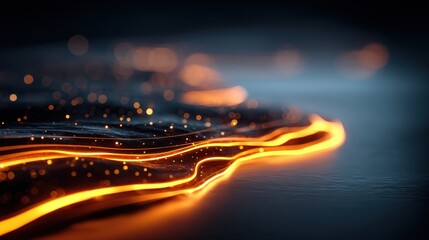 Wall Mural - Abstract Background of Flowing Molten Lava with Glowing Effects