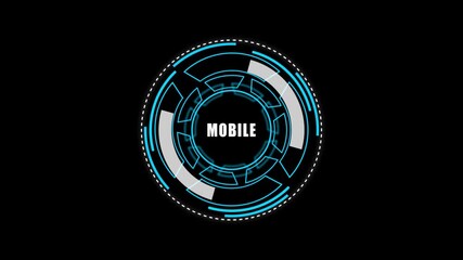 Digital HUD Display Featuring mobile Acronym on a black Tech Background security	