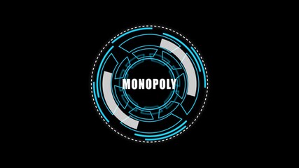 Digital HUD Display Featuring monopoly Acronym on a black Tech Background security