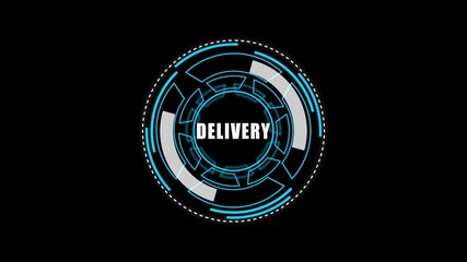 Digital HUD Display Featuring delivery Acronym on a black Tech Background security