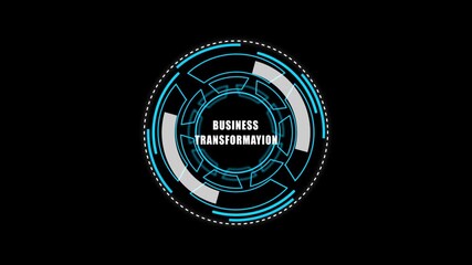 Digital HUD Display Featuring business transformation Acronym on a black Tech Background security