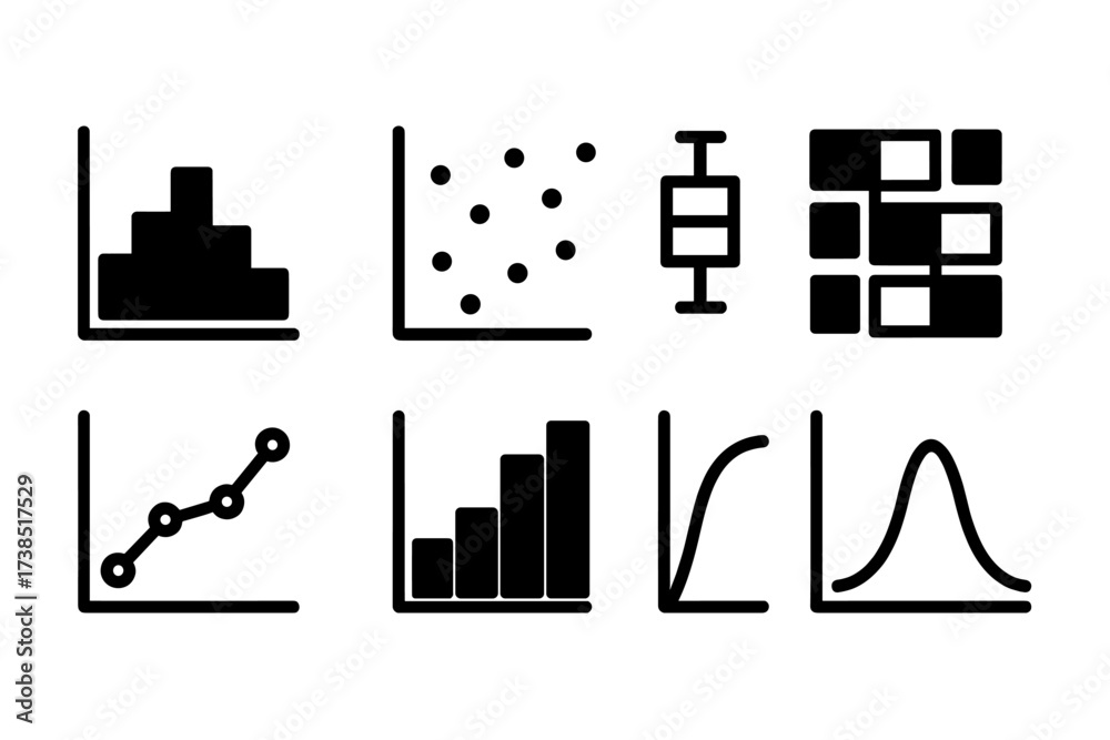 Stockvektorbilden Data Analysis Icons. Solid, filled icon set of data ...