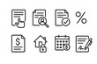 © Svitlana - Loan Application Icons. Outline icon set of loan application process: form submission, credit check, approval status, interest rates, loan amount, collateral,