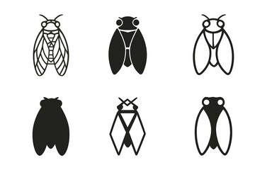 Wall Mural - Cicada Logo Designs. Insects. Set Logo of Insects: Cicada Icon. harmonious logo variations of the same emblematic concept, each with different artistic