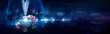 © AD - Budget, Businessman using mobile smartphone and financial tools connecting data expense tracking, revenue forecasting, resource allocation, capital planning, cost optimization, reporting.