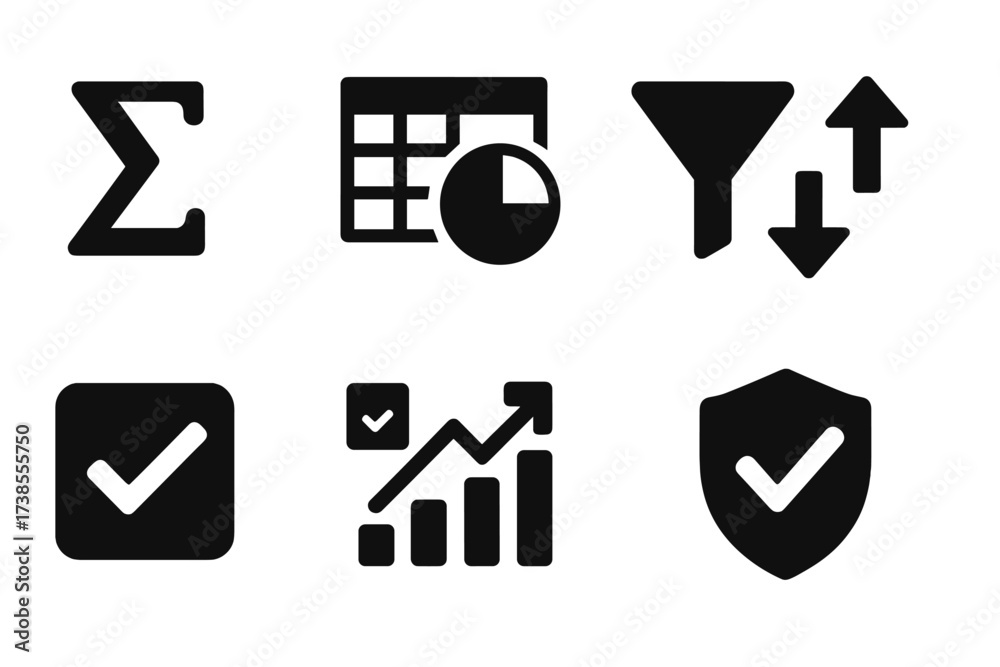 Point Spread Function Icon Spreadsheet Function Icons. Solid, filled icon set of spreadsheet ...