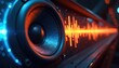 © Viktor - Close-up of car speaker emitting vibrant sound waves. Illustration showcases powerful audio performance and technological design. Dynamic vibrations radiate from device creating intense visual effect.
