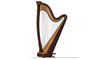 © markusmiller - Elegant harp design with wooden details on a white background