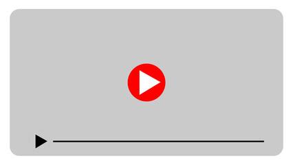Modern Video Player Interface Placeholder - Minimalist Gray Screen with Red Play Button Icon and Timeline