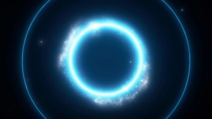 Wall Mural - A cosmic video concept with a glowing blue circle in the center. Top-down angle captures a mystical, space-like atmosphere with subtle starry details. Live desktop wallpaper.