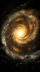 Wall Mural - A mesmerizing top-down view of a glowing spiral galaxy, showcasing swirling stars and cosmic dust, ideal for a space-themed video backdrop. Live mobile wallpaper.