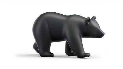Wall Mural - Sleek Black Bear: 3D Rendered Minimalist Animal Sculpture