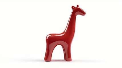 Wall Mural - Sleek Red Giraffe Figurine: Modern Minimalist Design