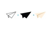 © Dream Studio - Vector art of three paper airplane illustrations line art, silhouette, color