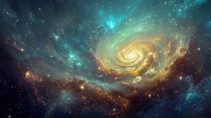 Wall Mural - Vibrant cosmic scene with swirling galaxy, glowing nebula, and sparkling stars in deep space, evoking awe and wonder