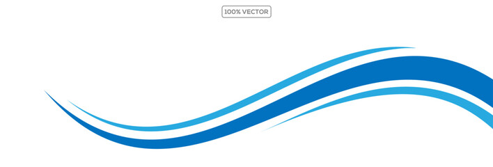 Wall Mural - Blue flow of wavy lines, abstract waves background. Vector waves template
