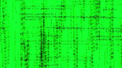 green screen (chroma key) digital futuristic computer coding moving animation background, high technology internet data information transfer concept