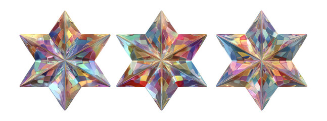 Colorful Star-Shaped Objects with Transparent Background for Creative Projects