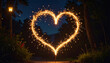 © Chalita - A captivating heart shape made with sparkles illuminated in the night sky with generous space for custom text