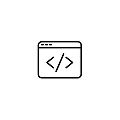 Code Window Icon Illustration for Web Development Depicting Programming Languages and Software Engineering in a Minimalist Style