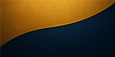 Wall Mural - blue gold curve wave abstract vector background with place for your text, perfect for a business tem
