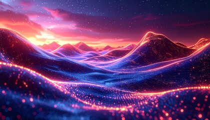 Wall Mural - Abstract bright blue and purple space background with stars and faint nebula