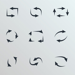 Wall Mural - Super set different shape hand drawn arrows. Doodle style curved and squiggly arrows. Variety arrows design.