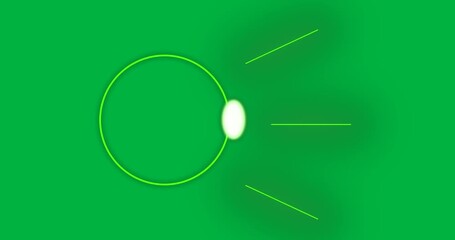 Wall Mural - Animation of glowing green circle with lines over transparent background