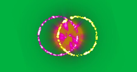 Wall Mural - Animation of glowing pink and yellow circles over transparent background
