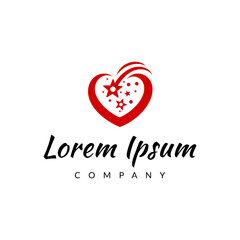 Wall Mural - heart logo vector combined with shooting stars