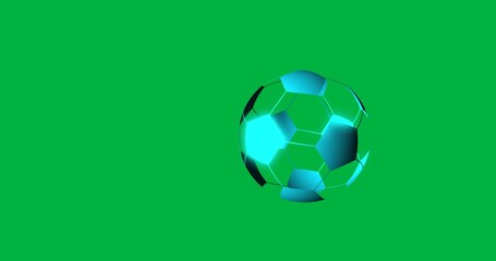Canvas Print - Animation of blue soccer ball rotating on transparent background
