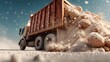 © Oulaphone - Large truck dumping fresh load of sand on a clear construction site industrial environment ground level view for seo optimization