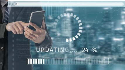 Wall Mural - Knowledge upgrade and software update, digital skills improvement, competitive advantage, continuous learning, and staying up to date with latest technology and software trends. Muxer